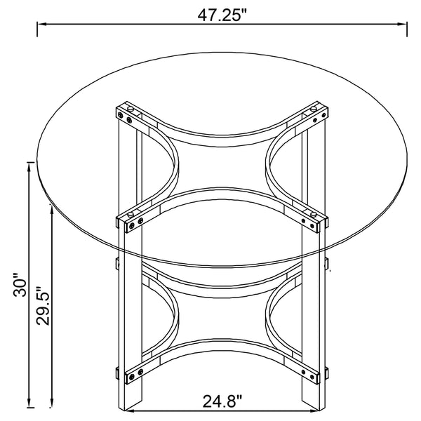English Elm Uptown Round Glass Top Acrylic 5 Piece Dining Set with Chrome Sled Chair Bases B062S01784