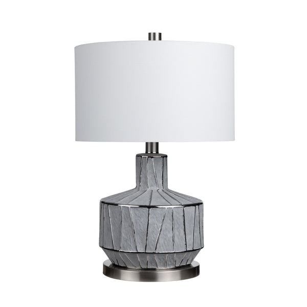 Crestview Collection 27.25"H Cothran Ceramic Table Lamp - Elegant Gray Design With Glossy Accents & 3-way Lighting Option   Cvap3123