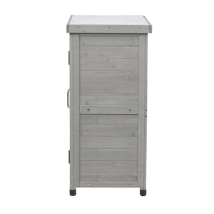 English Elm Potting Bench Solid Wood Workstation with Metal Top Louvered Cabinet Outdoor Garden Grey W2640P228394