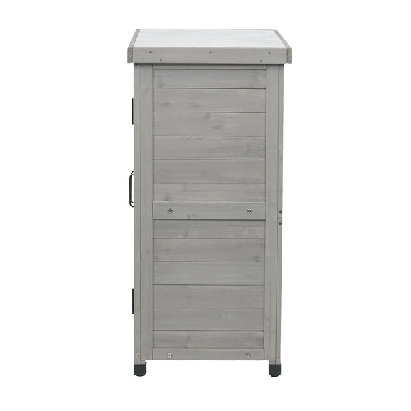 English Elm Potting Bench Solid Wood Workstation with Metal Top Louvered Cabinet Outdoor Garden Grey W2640P228394