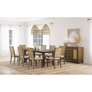 English Elm Stewart Woven Rattan Back Dining Side Chairs Set of 2 — Mahogany Frame, Light Brown Finish, Textured Elegant Seating for Casual & Formal Dining Room Ambiance B062P299931