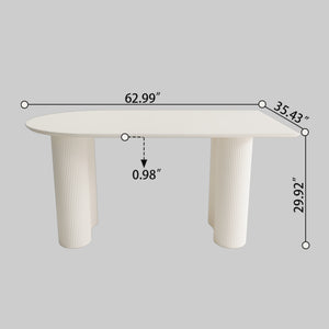 English Elm 63" Cream Mdf Dining Table Set With 4 Ergonomic Pu Chairs, Modern Elegance For Home & Kitchen W2189S00749