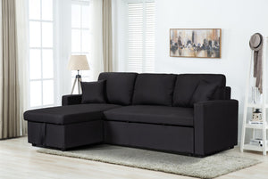 English Elm Sorrelle Linen Sleeper Sectional with Reversible Chaise and Hidden Storage Compartment B2749S00038