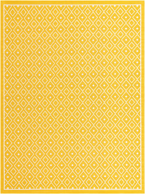 Unique Loom Outdoor Trellis Kafes Machine Made Geometric Rug Yellow, Ivory 9' 0" x 12' 2"