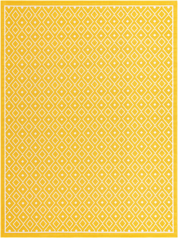 Unique Loom Outdoor Trellis Kafes Machine Made Geometric Rug Yellow, Ivory 9' 0" x 12' 2"
