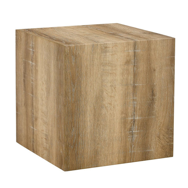 English Elm Elevate Any Room with a Cube Mdf Side Table Featuring Light Wood Grain Texture W1151P187996