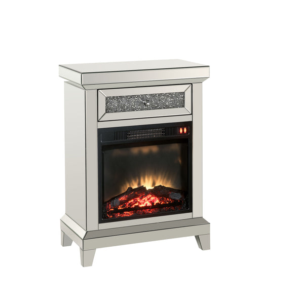 English Elm Noralie Glam Mirrored Electric Fireplace Console with Faux Diamond Accents B2726P448748