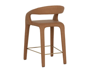 Sunpan ATIKA Modern Counter Stool in Warm Milliken Cognac - Ergonomic Comfort for Stylish Dining Spaces 112761