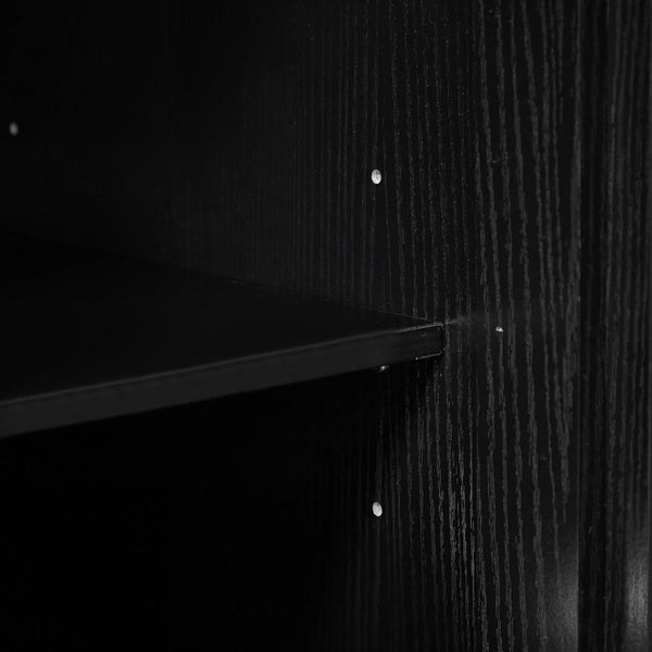 English Elm Cabinet Black Slatted Grille 6-Drawer Dresser, Modern MDF Sideboard with Metal Legs & Adjustable Shelves W578P193310