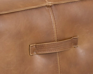 Sunpan ASPEN Ottoman - Vintage Tobacco Tan Faux Leather with Grey Accents for Stylish Living Spaces 102832V