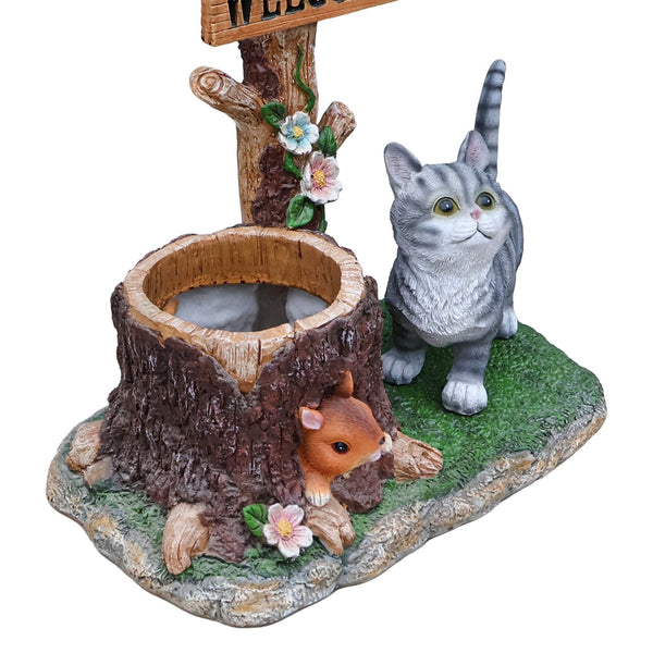 English Elm Schnauzer Solar Led Resin Planter Statue Outdoor Garden Accent for Patio Decor W5398P464238
