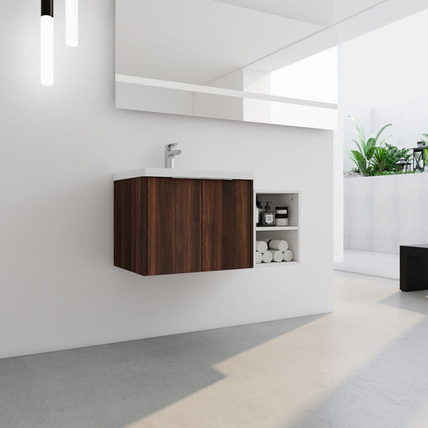 English Elm 36 Inch Soft Close Doors Bathroom Vanity With Resin Sink, Modern Design & Ample Storage Solutions W999S00183