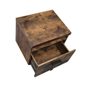 English Elm Industrial Weathered Oak File Cabinet with Drawer & Shelf on Casters, Metal Frame, Compact 19"Wx16"D B2741P334827