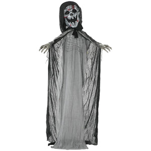 English Elm Outsunny Inflatable 5ft Pumpkin Grim Reaper with Bright LED Lights, Waterproof Yard Décor for Halloween Grey W2225P217527