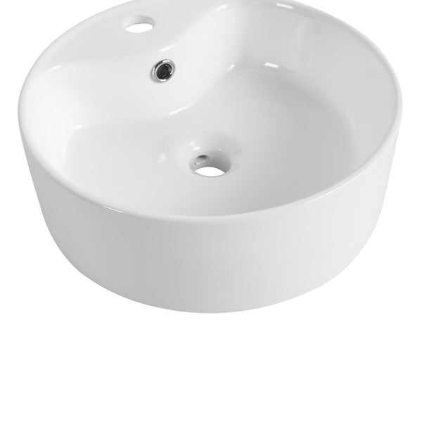 English Elm Ceramic Above-Counter Bathroom Sink Basin - Elegant Glossy White Design For Modern Spaces W999P363287