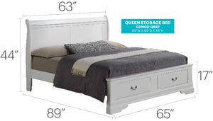 English Elm Elegant Traditional Storage Bed In White Finish – Timeless Design With Under-Bed Storage Solution B078S00380