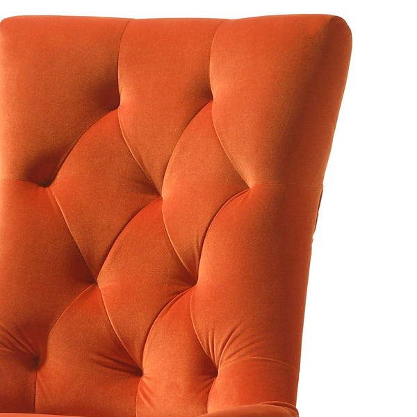 English Elm Farren Orange Velvet Side Chairs Set of 2 — Tufted Back, Nailhead Trim, Plush Cushioning & Sturdy Oak Frame B2726P264600