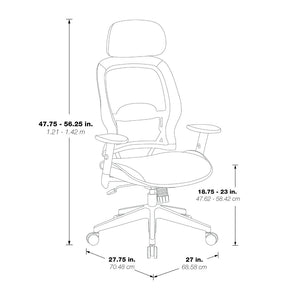 OSP Home Furnishings Professional Airgrid Ergonomic Office Chair with Lumbar Support and Breathable Mesh Back 55403