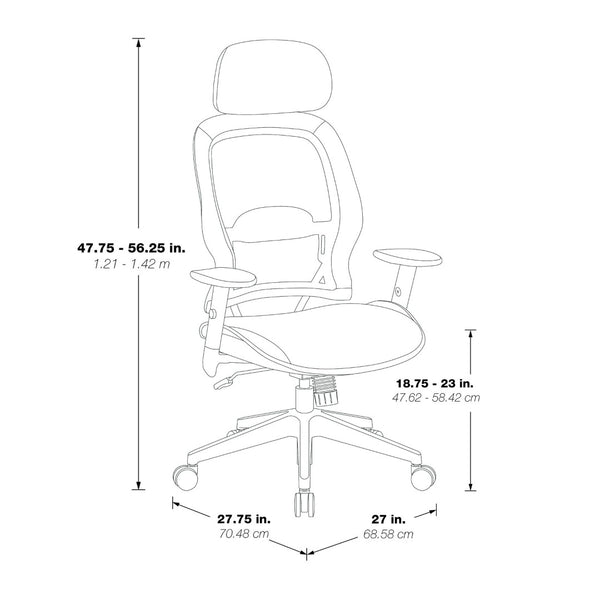 OSP Home Furnishings Professional Airgrid Ergonomic Office Chair with Lumbar Support and Breathable Mesh Back 55403