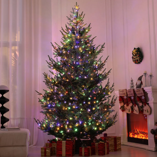 English Elm Homcom 9 Ft Prelit Nordic Pine Tree With 300 Led Lights, Remote Control, Easy Setup & Sturdy Base W2225P249639