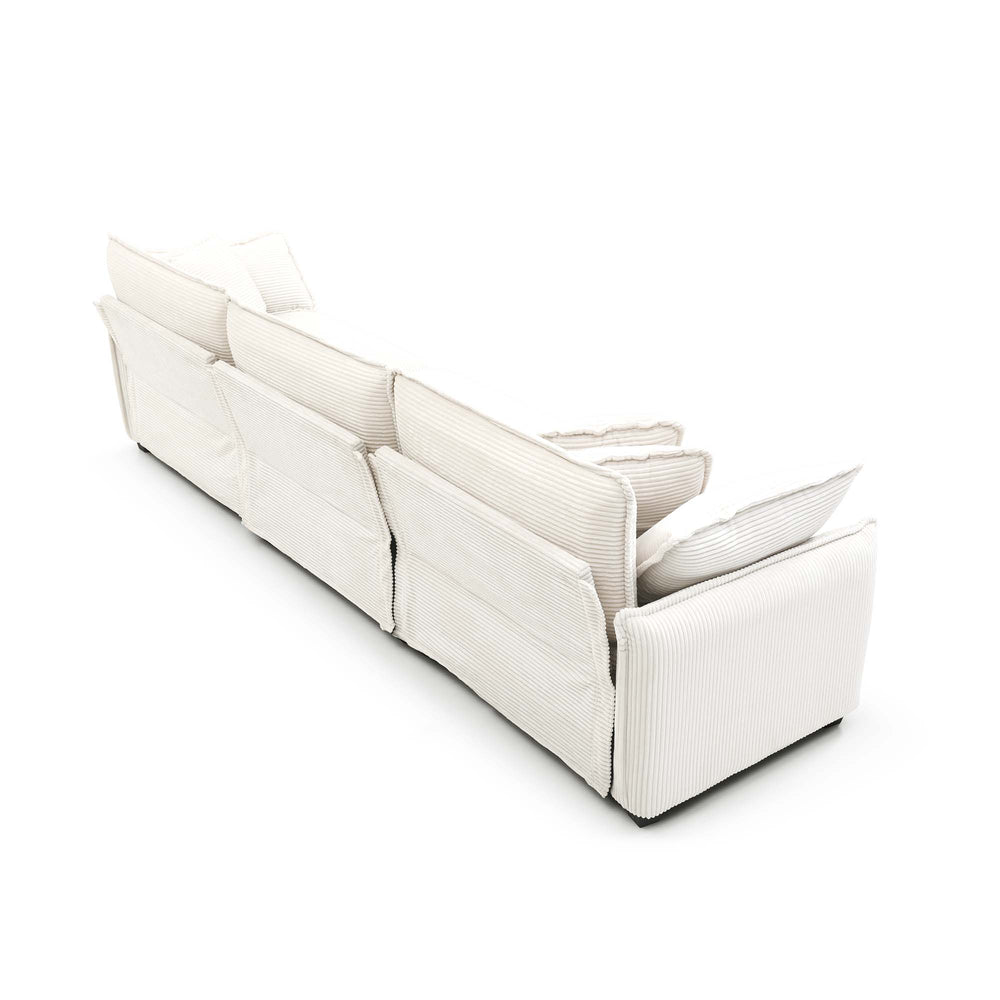 English Elm 3 Piece Oversized Sectional Sofa Set - Plush Beige Corduroy, Deep Seats, Modular Design For Any Space W714S00680