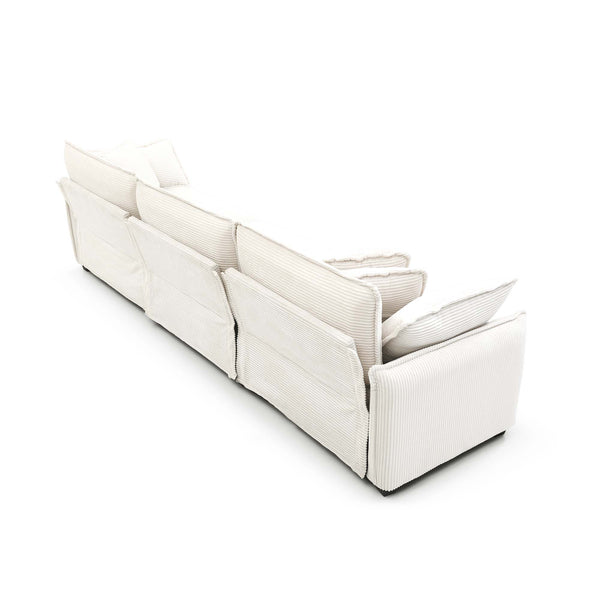 English Elm 3 Piece Oversized Sectional Sofa Set - Plush Beige Corduroy, Deep Seats, Modular Design For Any Space W714S00680