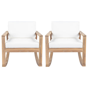 English Elm Outdoor Acacia Wood Rocking Chair with Cushions Teak Finish Porch Seating N772P369382W_N772P369382W