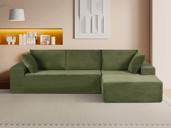 English Elm Cozyform Convertible Sectional Sofa - Soft Corduroy, No Assembly, Versatile Comfy Couch In Dark Green B2735P359710