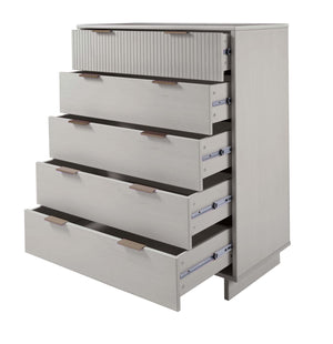 English Elm Granville 38" Light Gray Chest - 5-Drawer Modern Elegance With Gold Handles For Stylish Storage B365S00085