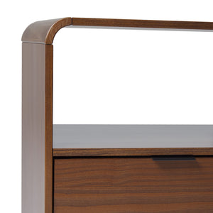 English Elm Walker Edison - Modern Solid Wood Nightstand with Curved Top and Drawer, Minimalist Pine Design for Bedroom Storage and Side Table Brown 26.5 L x 19 W x 6 H B185P168921