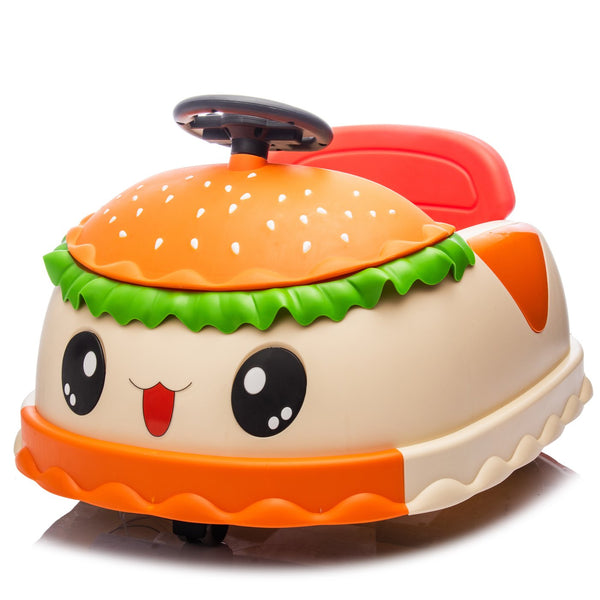 English Elm 12v Kids Hamburger Bumper Ride on Car with 360 Spin Parental Remote and Led Display W1578P299386