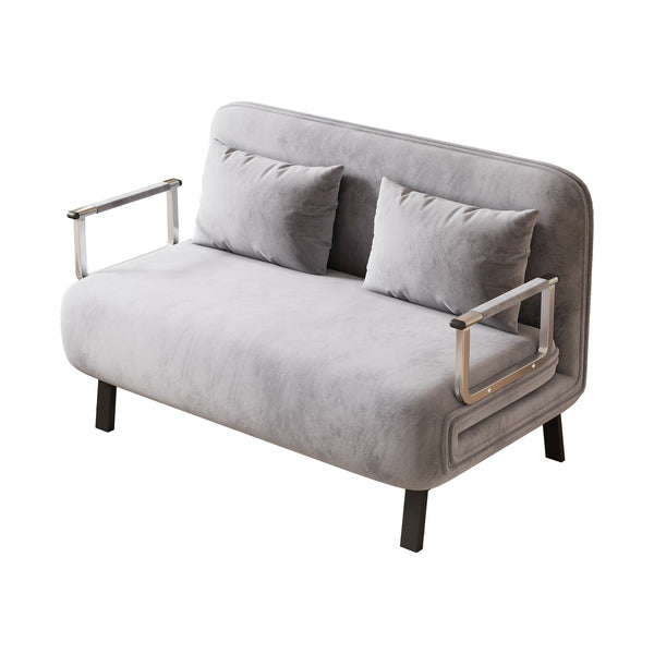 English Elm 39″ Convertible Chair Bed with Adjustable Backrest & Pillow, Steel-Frame Sleeper Chair for Small Spaces Comfortable Multifunctional Lounge Sofa LIGHT GREY W1767P192812