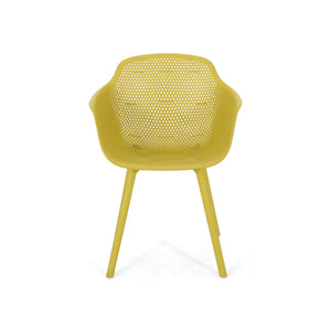 English Elm Christopher Knight Home® - LOTUS modern outdoor dining chair with weather-resistant polypropylene, perforated diamond pattern comfort and stability Yellow 23.5 L x 23.5 W x 22.5 H 69068.00YLW