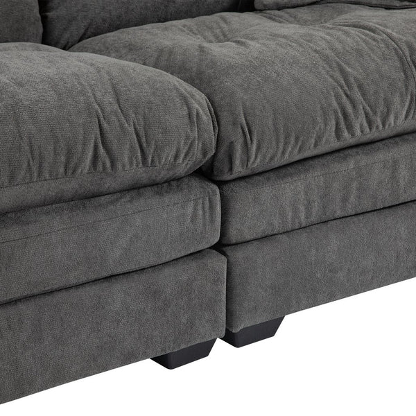 English Elm 84" Chenille Sofa Loveseat with Memory Foam & Pocket Springs, Plush Dual-Layer Comfort, Sturdy Frame Grey W676S00013