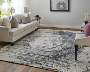 Feizy Rugs Cod8928f Coda Abstract Hand-woven Wool & Viscose Rug - Bold Modern Design With High-low Pile Sheen Finish Black,White Wool,Viscose Cod8928fblkwhtc50