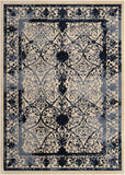 Unique Loom La Jolla Traditional Machine Made Floral Rug Ivory and Blue, Blue/Light Blue/Navy Blue 7' 1" x 10' 0"
