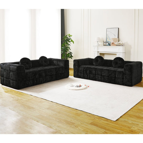 English Elm Wf032-2S-Vl-Bk-2 Luxurious Velvet Cloud Sofa - Plush, Modern Design For Cozy Living Rooms & Lounges W834P149937-GIGA