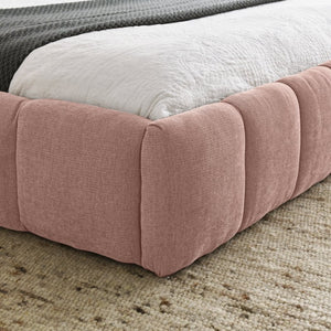 English Elm Queen Size Upholstered Platform Bed In Soft Pink Chenille - No Box Spring Needed, Stylish & Durable W487S00320-GIGA