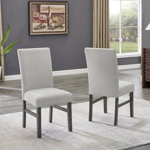 English Elm Selena Set Of 2 Stylish Light Gray Fabric Dining Chairs With Gray Wood Legs For Modern Elegance B061P406086-GIGA