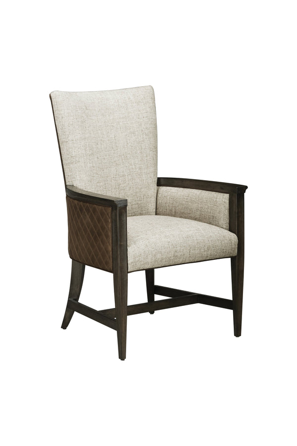 A.R.T. Furniture Set Of 2 - Woodwright Racine Transitional Upholstered Accent Chair In Lloyd Brown With Quilted Leather Detail - Set Of 2 Brown, Gray Parawood Solids,Quarter Sawn White Oak Veneer,Quilted Top,Grain Leather,And Upholstery 253207-2315