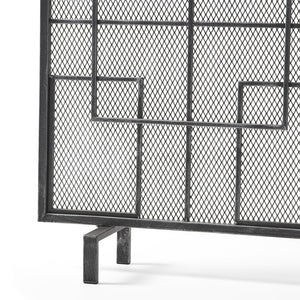 English Elm Christopher Knight Home® - FIRE Dorothy Modern Single Panel Iron Screen with Geometric Mesh Shield — Elegant Hearth Protection Black+Silver 65178.00BLKSILV