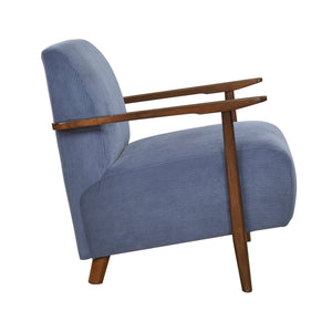 English Elm Modern Accent Chair with Corduroy Upholstery and Solid Wood Frame, Streamlined Comfort for Living Blue 30.25 L x 28.75 W x 17 H B011P283276