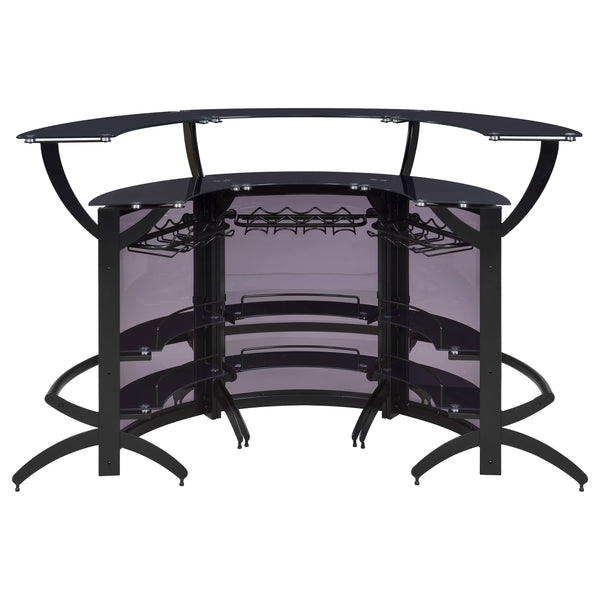 English Elm Elaina Curved Freestanding Home Bar with Smoked Acrylic Panels and Stemware Rack B062S01725