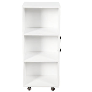 English Elm Bookcase with Pull Out Hidden Shelving Panels on Wheels for Office or Living Room W331P374568