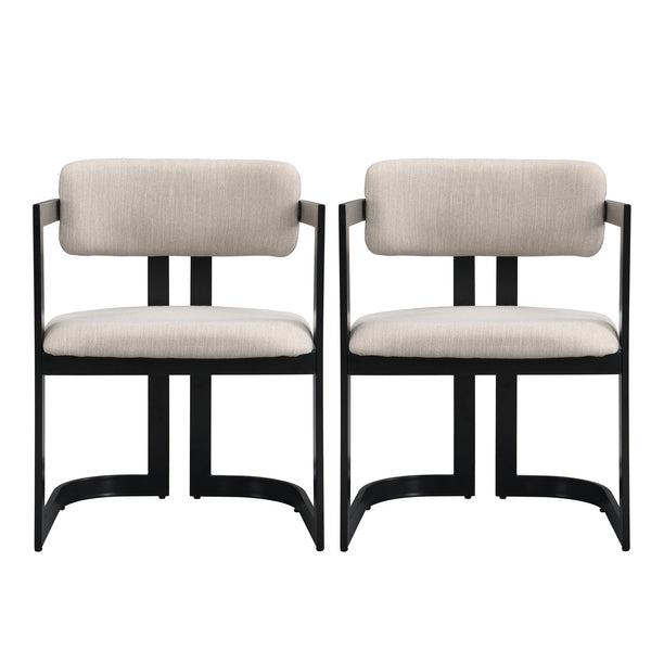 English Elm Christopher Knight Home® - Upholstered Dining Chairs Set of 2 with Iron Frame, Fabric Seat Cushions, Modern Compact Design Beige+Black N779P281141G