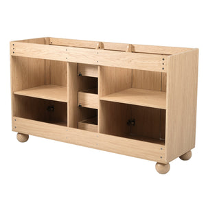 English Elm [cabinet Only] 58 Inch Double Sink Vanity Base Wood Grain Mdf Soft Close Storage N759S425429N