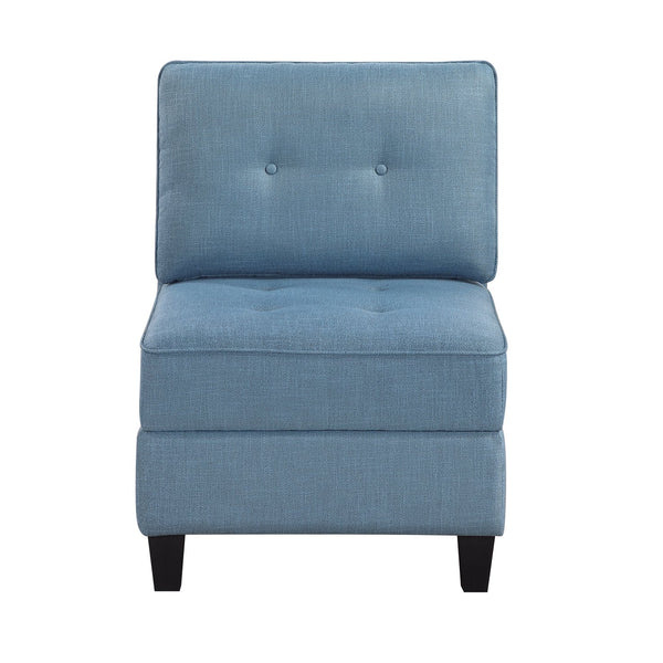 English Elm Living Modular Armless Chair with Hidden Storage, Tufted Fabric Comfort, Solid Wood Frame, Easy Assembly Blue 26.5 L x 28.75 W x 15.75 H B011P309911
