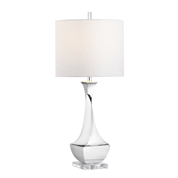 Crestview Collection 34.5"H Stylish Ceramic & Crystal Table Lamp With Grey Linen Shade For Elegant Ambient Lighting   Cvazp097