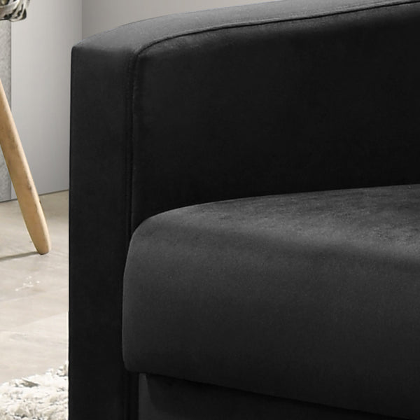 English Elm Ezio Button Tufted Velvet Accent Armchair with Tapered Legs for Living Room Black B2749P413367