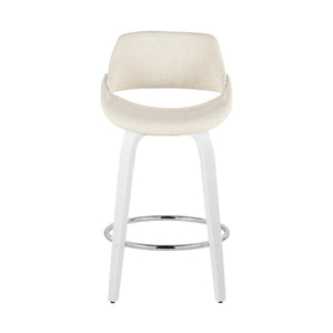 English Elm Fixed-height Swivel Counter Stools with Faux Leather Seats and Chrome Footrest Set of 2 B202S01822
